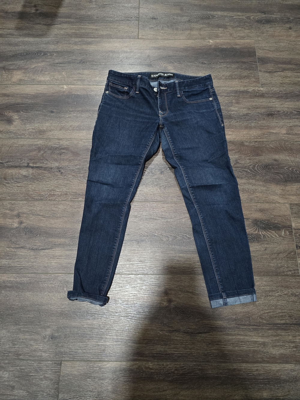 Express Women's Size 6 Boyfriend Skinny Jeans in Dark Indigo